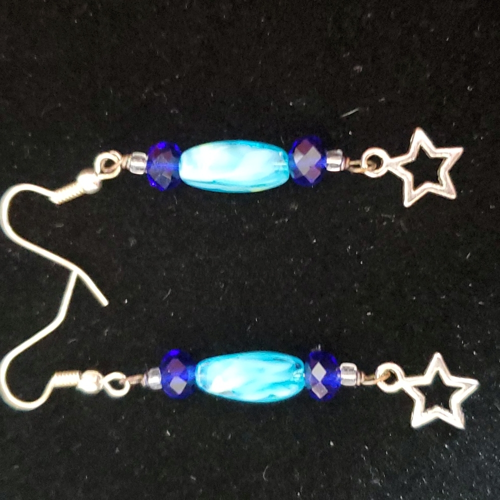 Blue glass earrings.